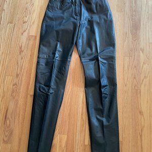Vintage Toffs Womens Black 100% Leather Pants Lined Mo Size 10 never worn